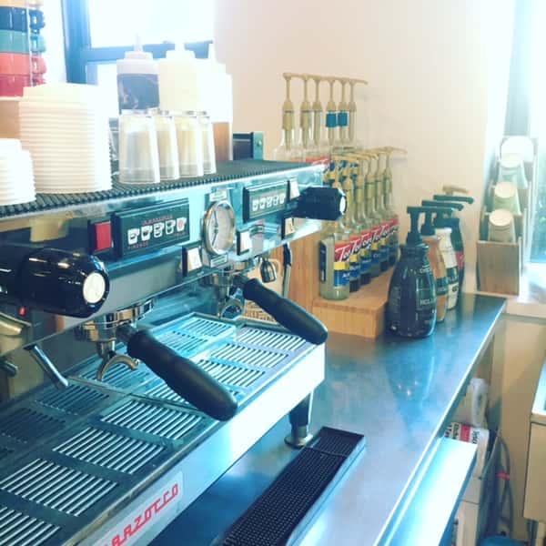 view behind the counter at the grind location