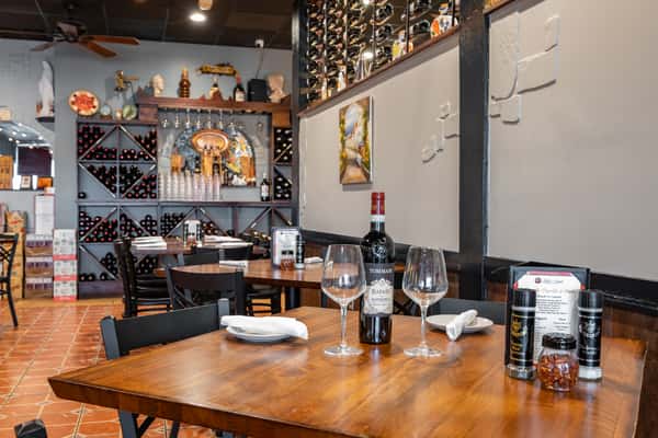 Wines and glasses ready for customer