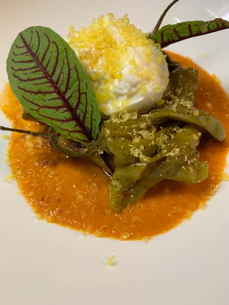 Roasted Shishito Peppers & Burrata