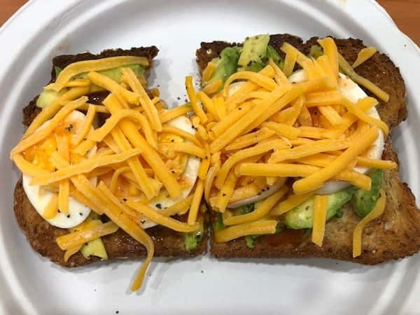 avocado toast with eggs and cheese