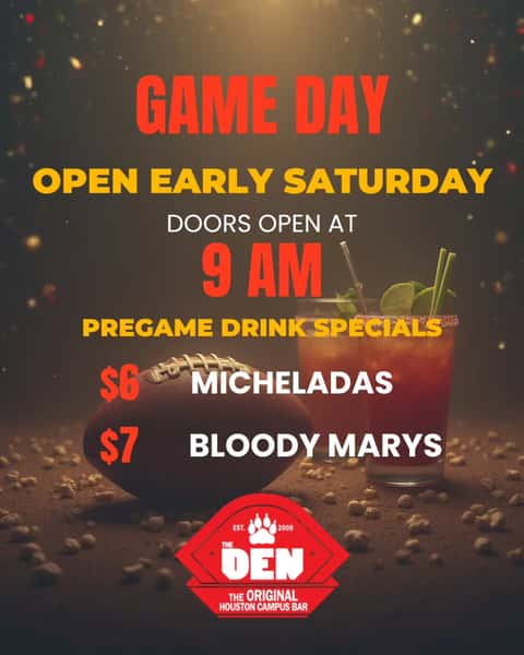 Plus $5 Love Street Pints for all Coog Games 🍻
Go Coogs!