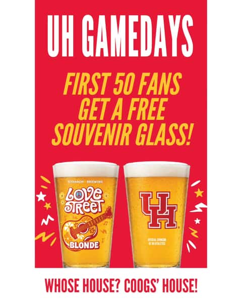 We'll be watching this Saturday! Kickoff at 3pm! Sound on! We'll start the giveaway at 2pm for the first 50 fans! $5 Love Street Pints all day! Go Coogs! 🏈🍺🏈🍺🏈🍺