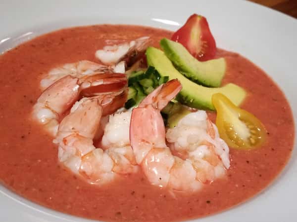 Chilled Gulf Shrimp with Horseradish Infused Gazpacho