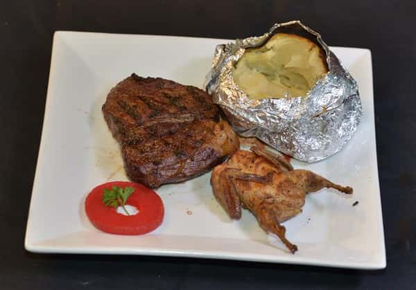 steak with a baked potato
