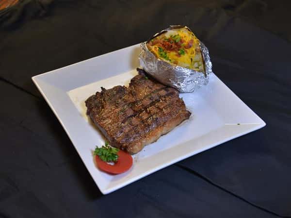 steak with baked potato