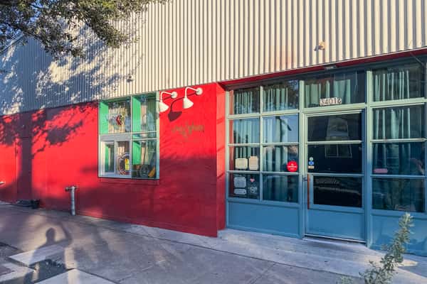 Exterior of restaurant with red walls