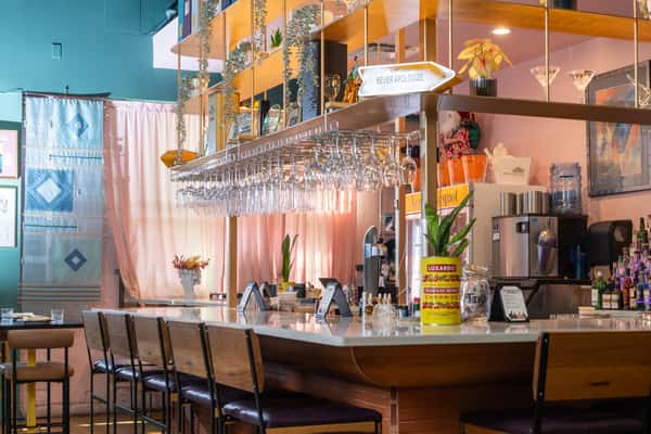 Bar area inside restaurant