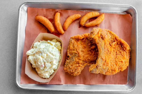 Overhead Fried Pork Chop Plate