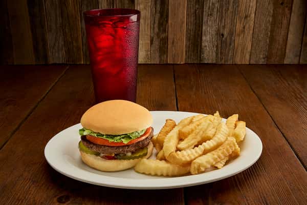 Hamburger, Fries, and Drink