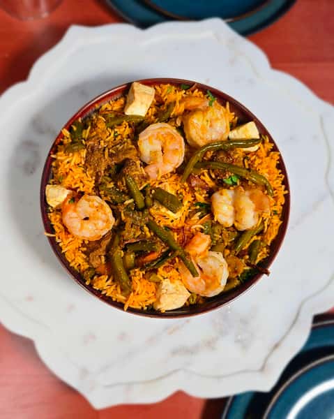 Combo Biryani(chicken, veggies, lamb, shrimp) GF