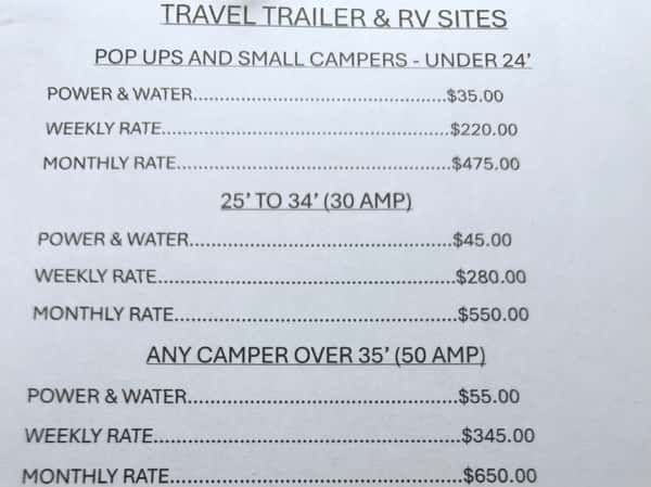 price list
