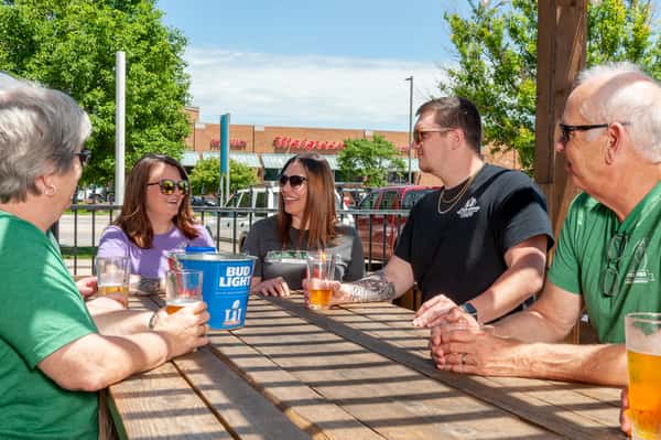people drinking outside
