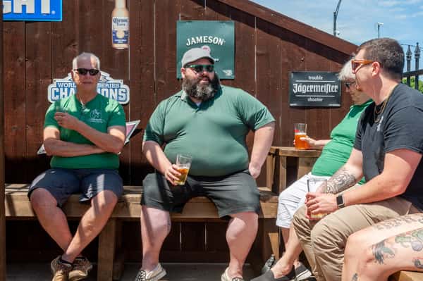 people drinking outside