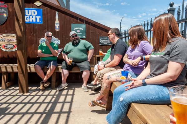 people drinking outside