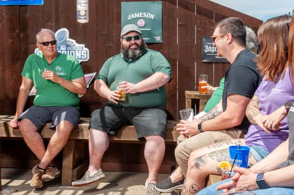 people drinking outside
