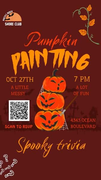 Pumpkin painting + Spooky Trivia?
Say less. ๐
Join us for a night of pumpkin painting at Shore Club! For just $10, you get:
Your own pumpkin
All painting supplies
A High Noon
Bring your friends, get creative, and letโs get spooky!
๐
October 27th, 2026 | โฐ Activities start at 7PM
๐๏ธ RSVP to reserve your spot at the link in our bio!