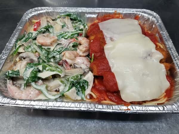 Every Tuesday Special Family Pack Special, FEEDS A FAMILY OF 4-6 Take out only Salad And Bread Included $36.