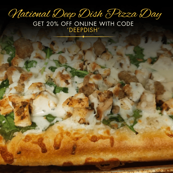 TODAY SPECIAL Sicilian Deep-Dish Pizza for only $17 up to 4 toppings (regular toppings cut in 12 square slices) Gourmet toppings extra charge