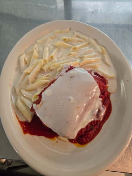 Lasagna with Penne Pasta Alfredo
