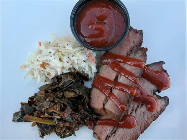 ribs with collards and coleslaw