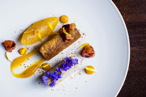 Dish with Purple Flowers