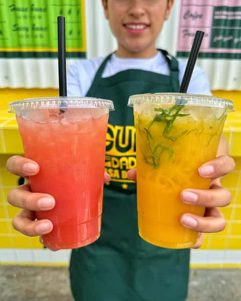 Two flavored drinks
