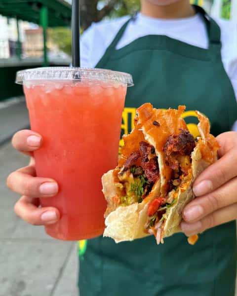 Drink and taco