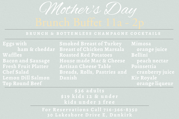 Dunkirk Mother's Day Brunch Menu 2025