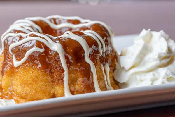 Butter Toffee Bundt cake w/ bourbon cream