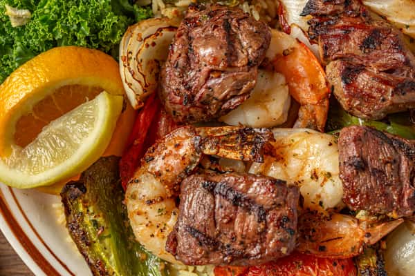 steak and shrimp shish kabob