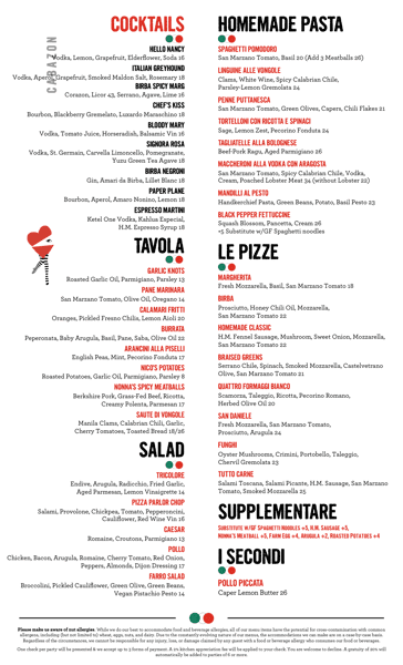 Cabazon Menu