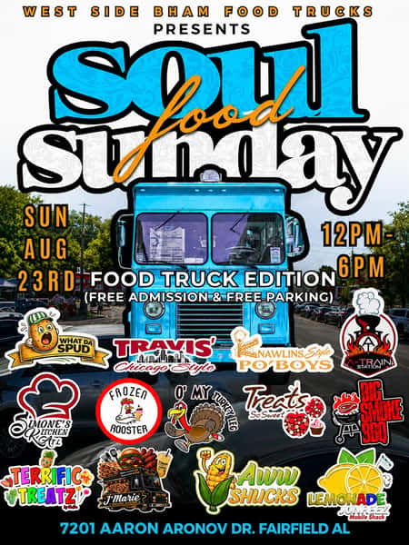 🔥🌽 SOUL FOOD SUNDAY is TODAY! 🌽🔥

Aww Shucks is pulling up with the flavor for West Side Bham Food Trucks: Soul Food Sunday! 🙌🏾

Come hungry and enjoy an afternoon packed with amazing food trucks, good vibes, and plenty of soul! 💙

📍 7201 Aaron Aronov Dr., Fairfield, AL
📅 Sunday, August 23
⏰ 12 PM – 4PM
🎟️ FREE Admission + FREE Parking

🌽 Come find Aww Shucks and grab your fire-roasted favorites while they last!

Bring the family, bring your appetite, and come spend your Sunday with us! 🔥🌽❤️

#AwwShucks #SoulFoodSunday #BirminghamFoodTrucks #FairfieldAL #BirminghamEats #FoodTruckSunday #SupportLocal #WestSideBham