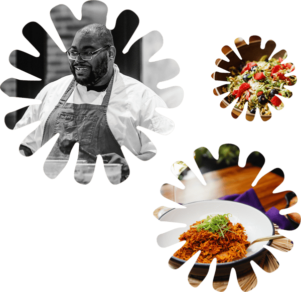 chef and dishes