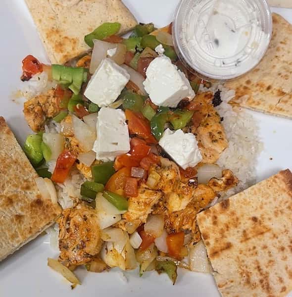 Chicken Souvlaki over Rice