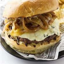 Caramelized Onion and Bleu Cheese Burger