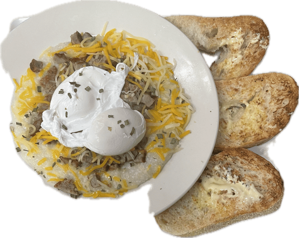 Cheesy Grits with Poached Eggs