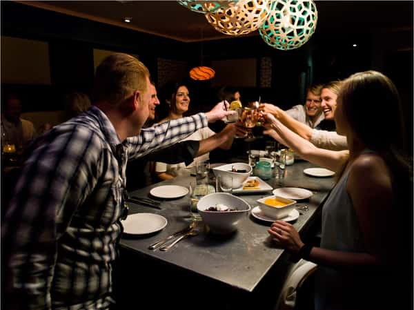 Friends giving toast