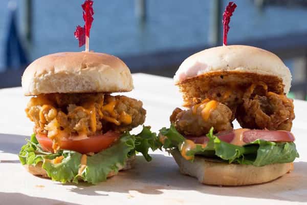 Two fried chicken sandwiches
