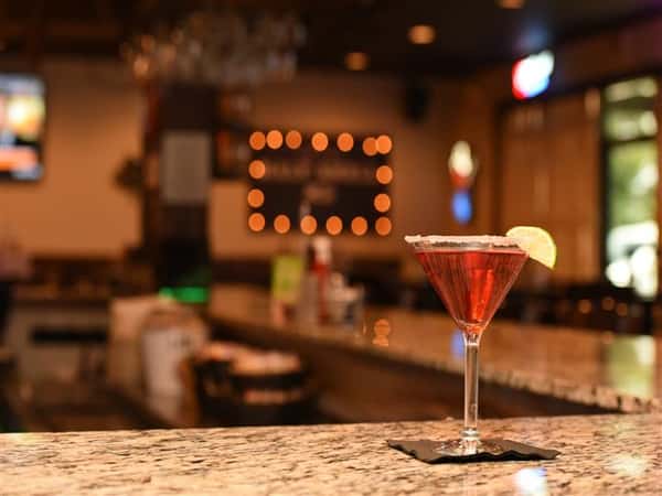 martini on top of bar