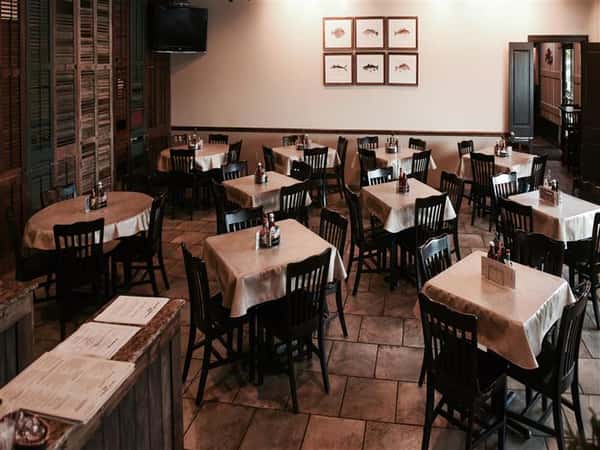 dining room with tables set up