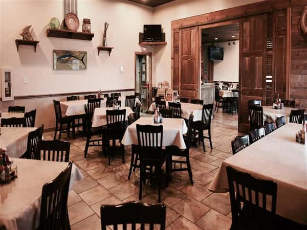 dining room with tables set up