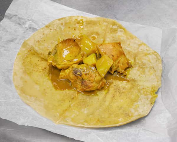 Caribbean Style Curry Chicken Roti (NO SIDES)