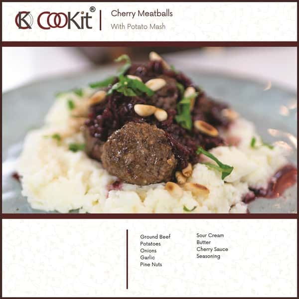 Cherry Meatballs with Rosemary Garlc Mashed Potatoes