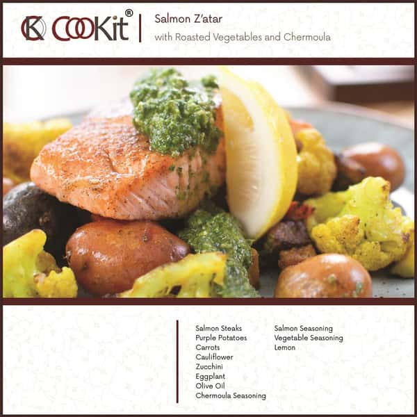 Salmon Z'atar with Roasted Vegetables & Chermoula Sauce
