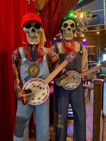 These two regulars have been scaring the bejesus out of our employees, but they have some important ghoulish updates for you. We’ve got a very spooky weekend planned:

Thurs- scary themed trivia night 6:30

Friday - live music from the frighteningly talented @takodadionne 

SATURDAY HALLOWEEN EXTRAVAGANZA w/ @river_bottom_funk