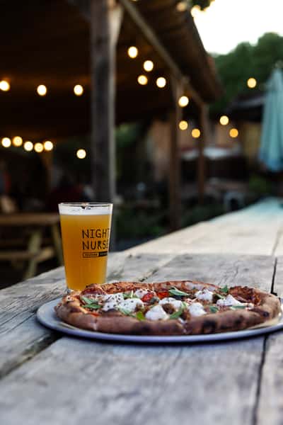 pizza & beer in the Fogtown Beer Garden