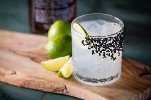 Clear cocktail with lime