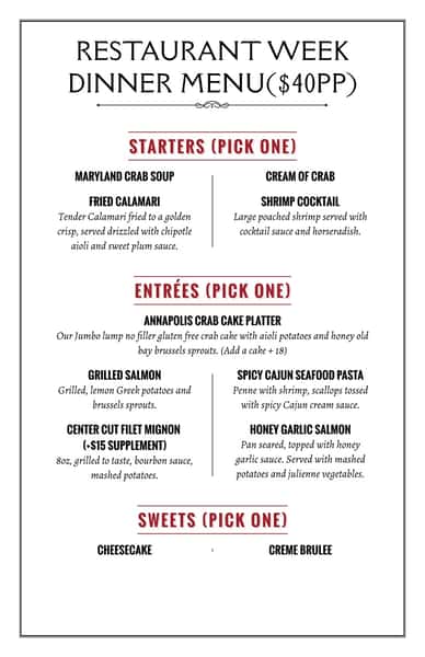 dinner menu