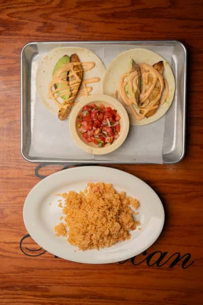 Two Fish Tacos with Rice