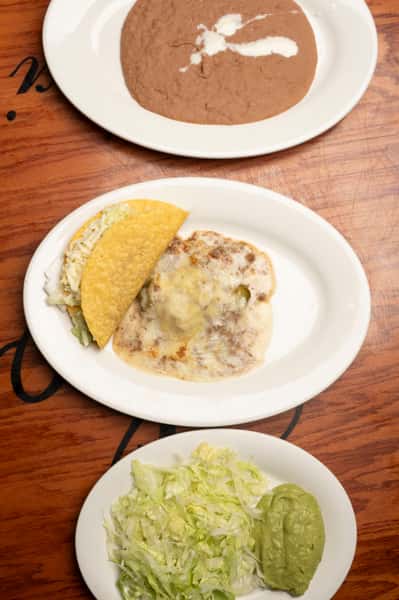Special #1. Chile Relleno, Taco, Beans and Guacamole Salad